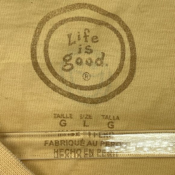 LIFE IS GOOD Mens L Yellow Action Hero Shirt Hobby Dad Fathers Day Short Sleeve - Picture 6 of 9